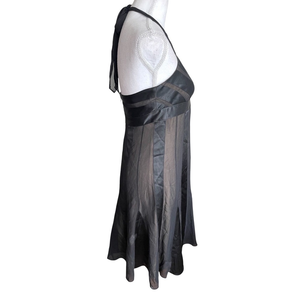 Y2K BCBG Maxazria 100% Silk Babydoll Halter Dress Whimsigoth 90s Minimalism Sz 4 - Picture 4 of 15